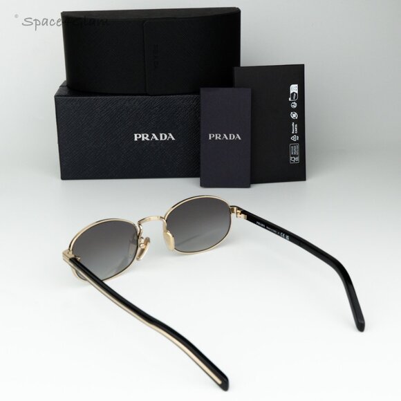 Prada Men Sunglasses Gold Grey Gradient Oval PRB53S ZVN02C NEW AUTHENTIC - Picture 8 of 10